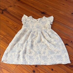 Charming Cream and Blue Kids Casual Dress